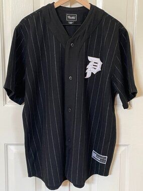 Primitive Legend Baseball Jersey Mens XL Black Pinstripe Melton Wool Skate